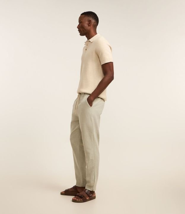 Pantalón Relaxed en Oxford de Algodón con Lazo en la Cintura 6
