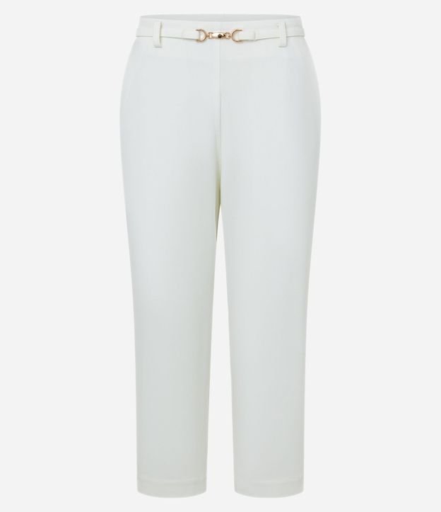 Pantalón Capri en Crepé con Cinturón Fino de Hebilla Defirenciada