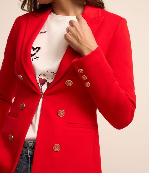 Blazer en Punto Roma Sastrería con Botones Escudo 3