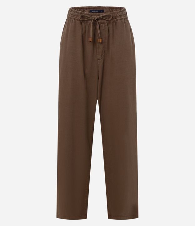 Pantalón Recto Cropped Cintura Alta en Sarga con Lazo 6