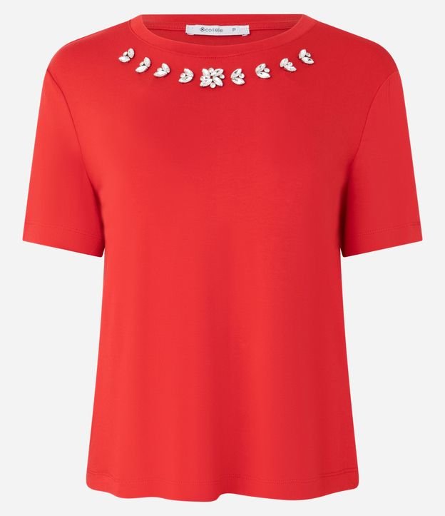 Blusa en Viscosa con Brillo Floral en el Cuello