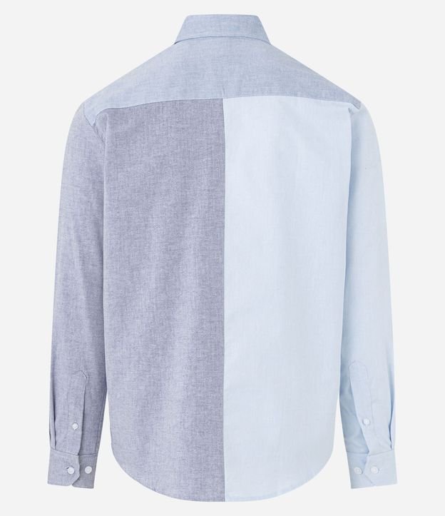 Camisa en Oxford con Bloque de Color y Bolsillos Contrastante 7