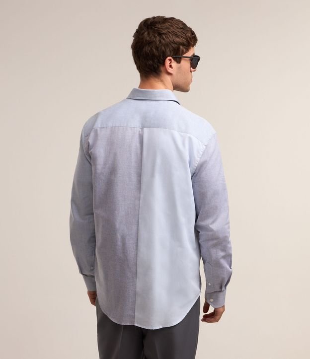 Camisa en Oxford con Bloque de Color y Bolsillos Contrastante 4