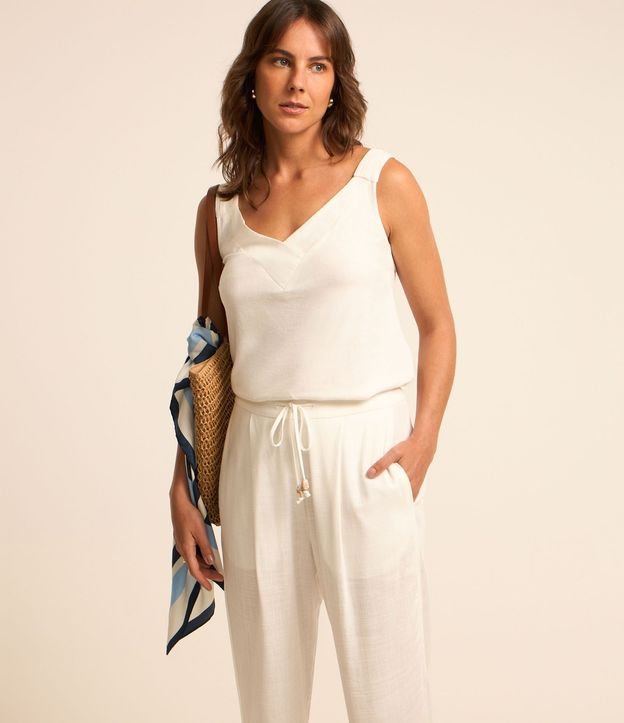 Pantalón Fluído en Viscolino con Cintura Elástica y Lazo 2