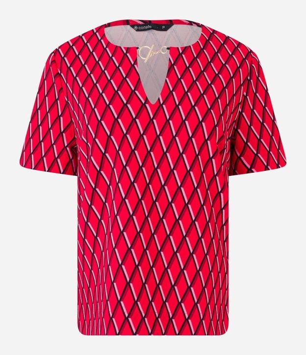 Blusa en Crepé con Detalle en el Cuello y Estampado Geométrico 9