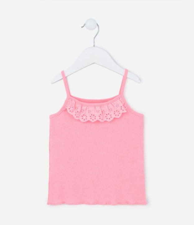 Musculosa Infantil con Volado Broderie - Talle 1 a 5 años