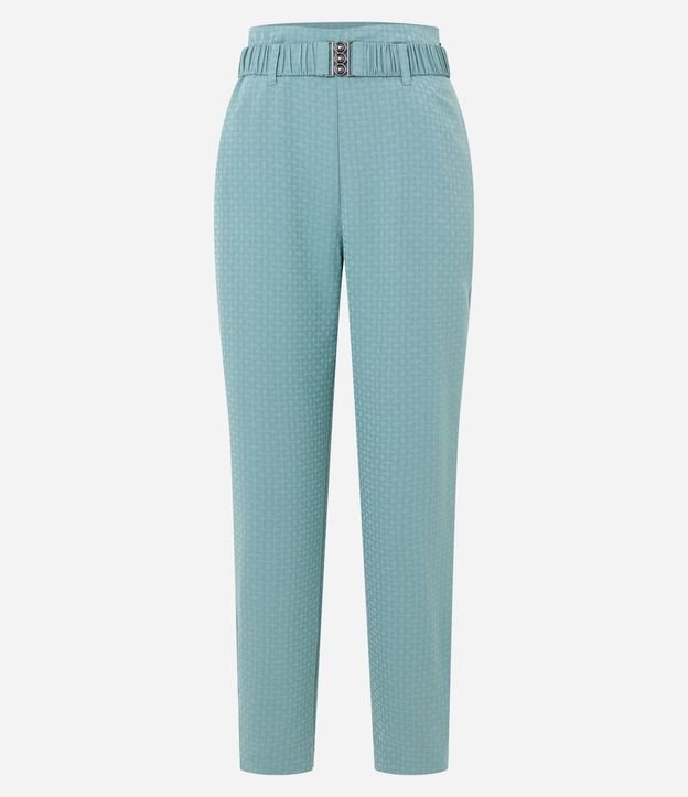 Pantalón Recto en Jacquard con Cinturón Elástico