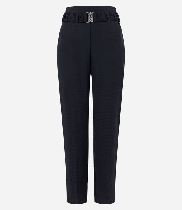Pantalón Recto en Jacquard con Cinturón Elástico