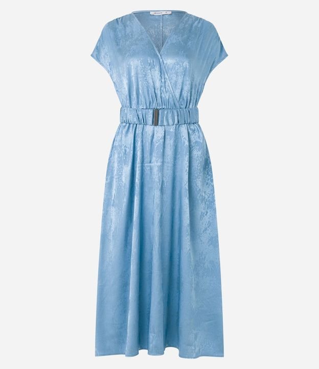 Vestido Midi en Jacquard con Transpasse Delantero y Cinturón 6