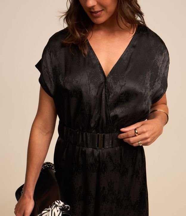Vestido Midi en Jacquard con Transpasse Delantero y Cinturón 4