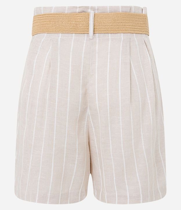 Short Clochard en Viscolino Rayado con Cinturón de Ráfia 6
