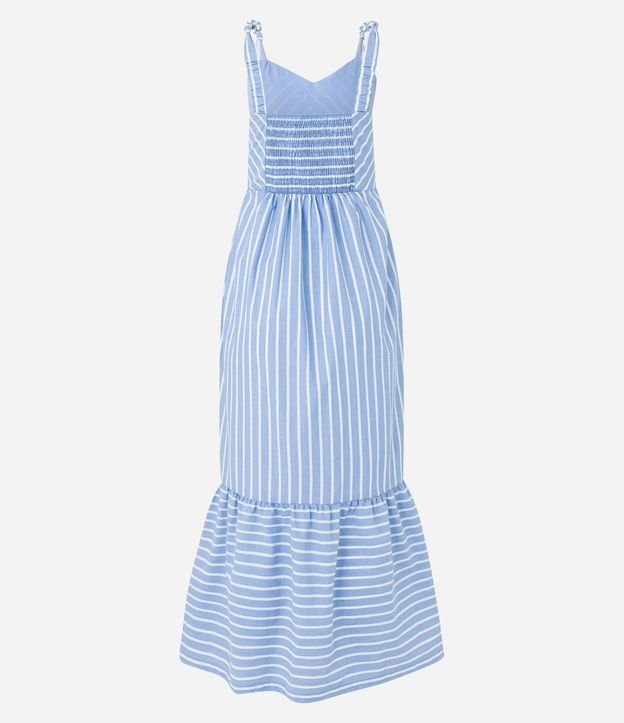 Vestido Midi en Tricolina Rayado con Bajo Fruncido 7