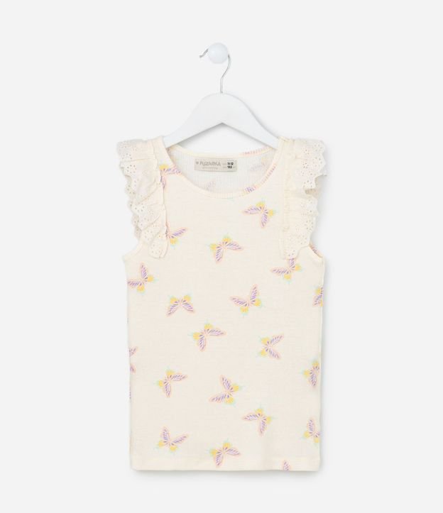Musculosa Nadador Infantil en Rib con Broderie - Talle 5 a 14 años