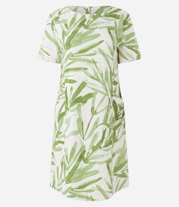 Vestido T-Shirt en Viscolino con Follajes Estampadas