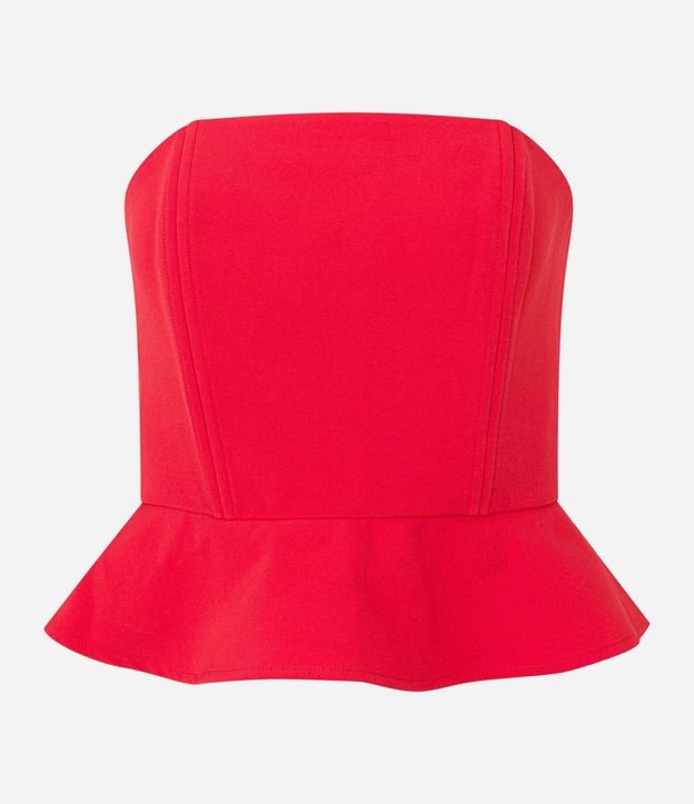 Blusa sin Breteles Sastrería con Escote Corazón y Volado