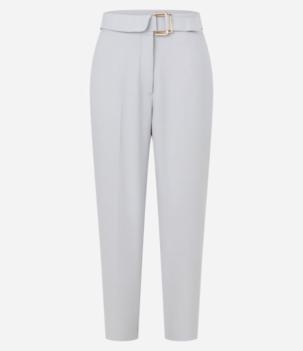 Pantalón Recto Sastrería con Cinturón de Hebilla Metalizada 5