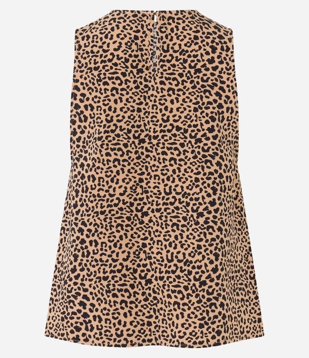 Blusa sin Manga en Crepé con Pliegues y Estampa de Leopardo 6