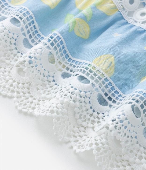 Pollera Infantil con Detalles en Encaje y Estampa Limones - Talle 5 a 14 años 3