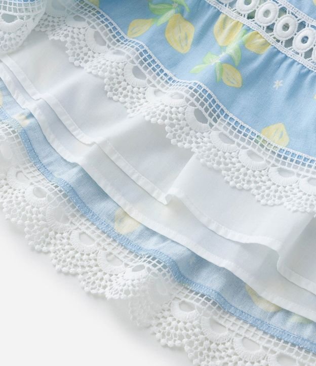 Pollera Infantil con Detalles en Encaje y Estampa Limones - Talle 5 a 14 años 4