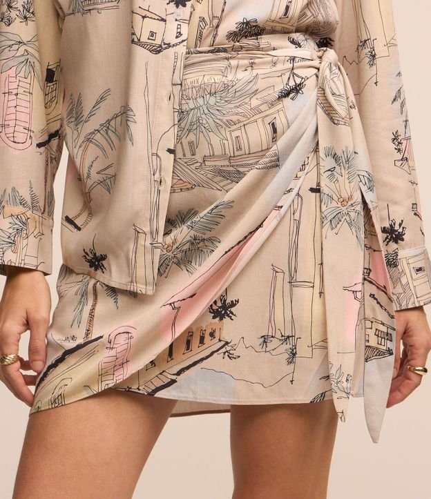 Pollera Recta en Viscosa con Lazo Lateral y Estampado de Paisaje 4