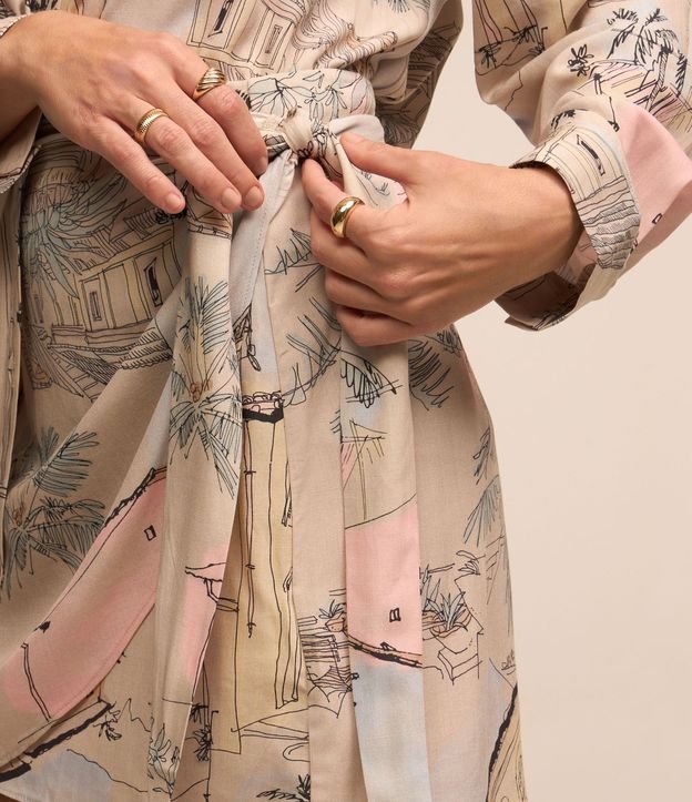 Pollera Recta en Viscosa con Lazo Lateral y Estampado de Paisaje 5