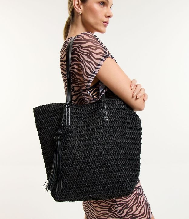 Bolso de Playa con Correa en PU y Detalle de Borla 2