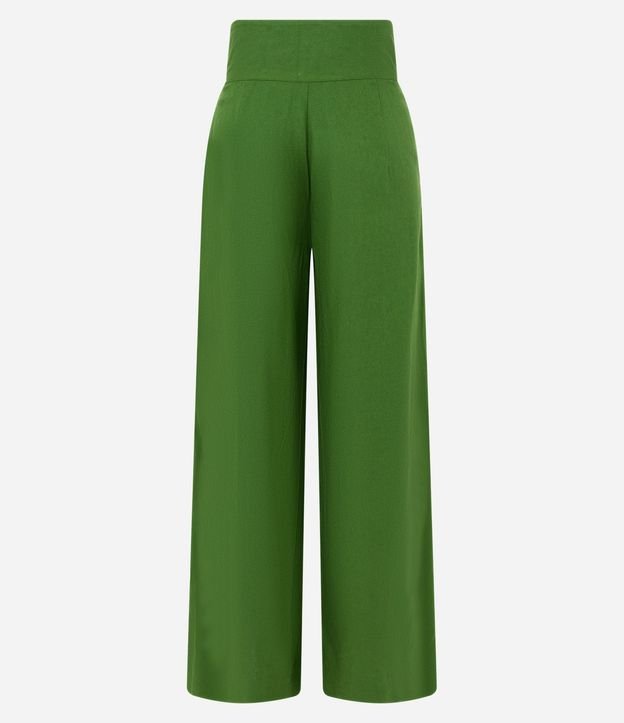 Pantalón Pantalona en Viscosa y Lino con Cintura Ancha y Botones con Abalorios 6