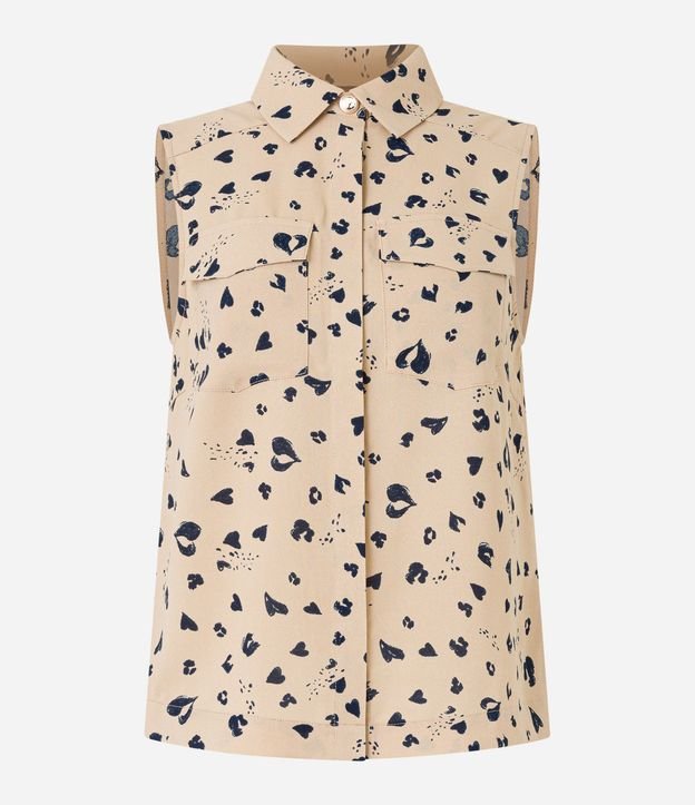 Camisa Airflow sin Manga y Cuello con Estampa Animal Print con Corazones