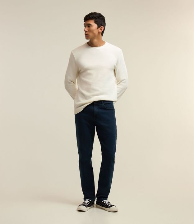Pantalón Slim Básico en Jeans con Trabillas en la Cintura 4