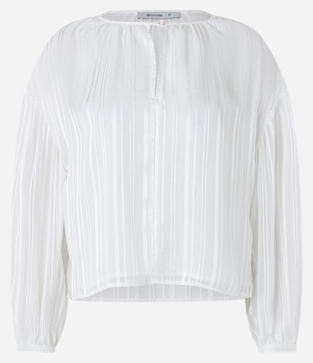 Blusa en Chiffon con Manga 3/4 y Hilo Teñido Metalizado 6