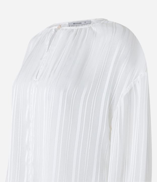 Blusa en Chiffon con Manga 3/4 y Hilo Teñido Metalizado 7