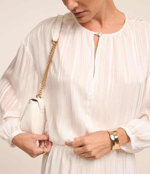 Blusa en Chiffon con Manga 3/4 y Hilo Teñido Metalizado 3
