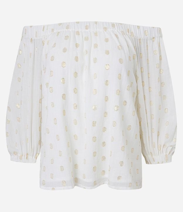 Blusa Hombro a Hombro en Tricolina de Lunares en Foil 12