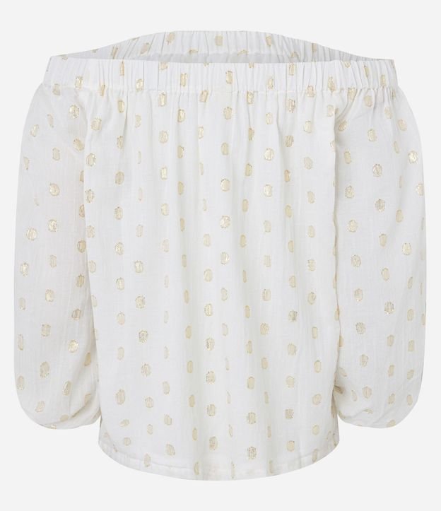 Blusa Hombro a Hombro en Tricolina de Lunares en Foil 17