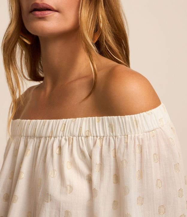 Blusa Hombro a Hombro en Tricolina de Lunares en Foil 10