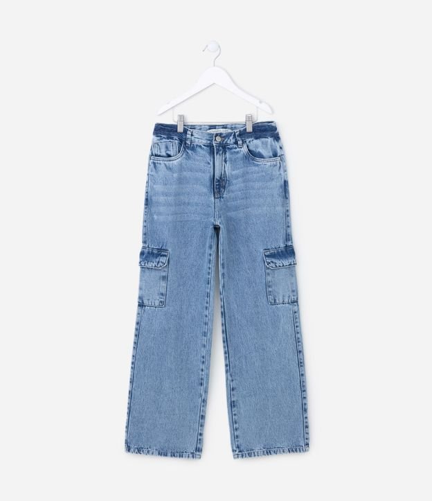 Pantalón Cargo en Jeans con Bolsillo Lateral - Talle 5 a 14 años