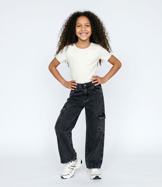 Pantalón Cargo Infantil en Sarga con Bolsillo Lateral - Talle 5 a 14 años