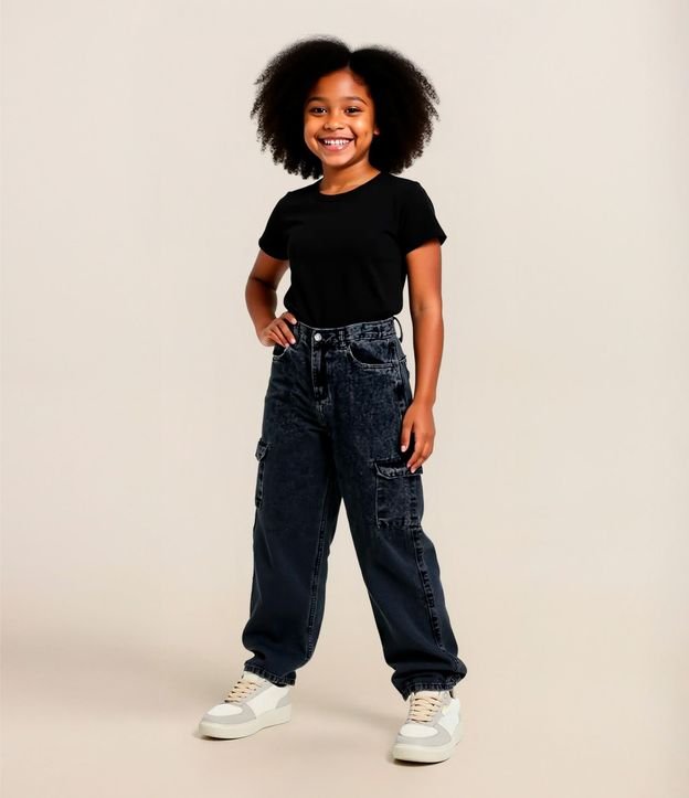 Pantalón Cargo Infantil en Sarga con Bolsillo Lateral - Talle 5 a 14 años