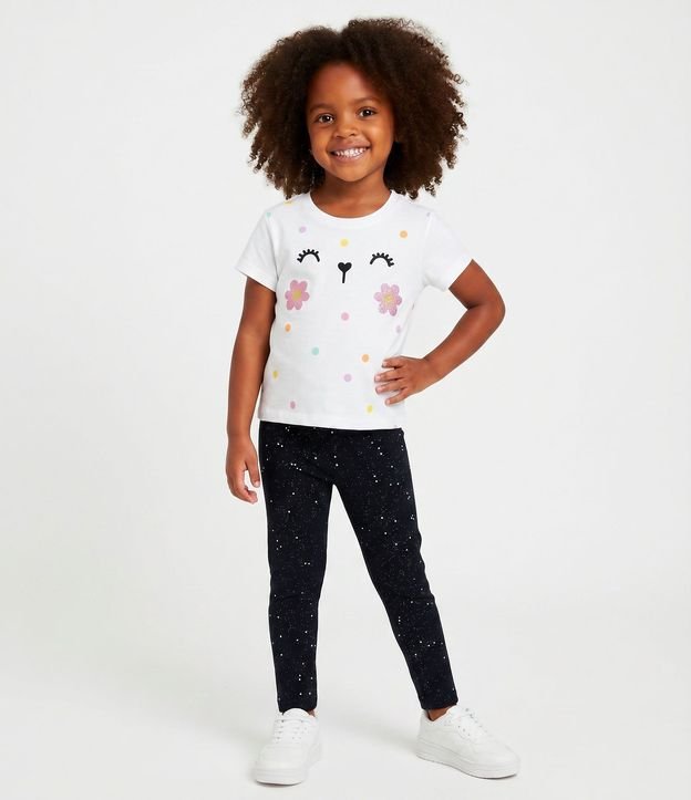 Pantalón Legging Infantil en Cotton con Purpurina - Talle 1 a 5 años