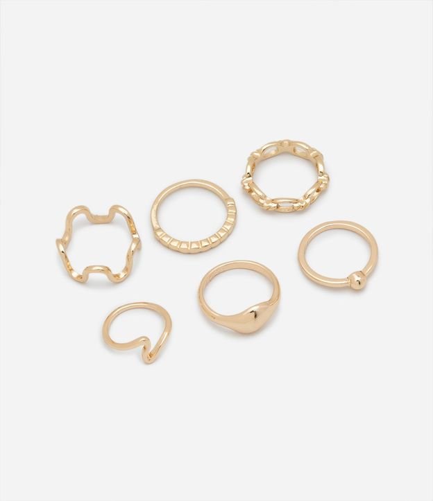 Kit 06 Anillos en Metal con Detalles de Lunare y Ondulado 2