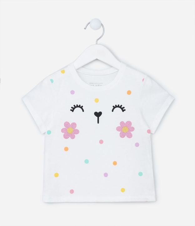 Blusa Infantil en Algodón con Estampado Carita y Flores - Talle 1 a 5 años 2