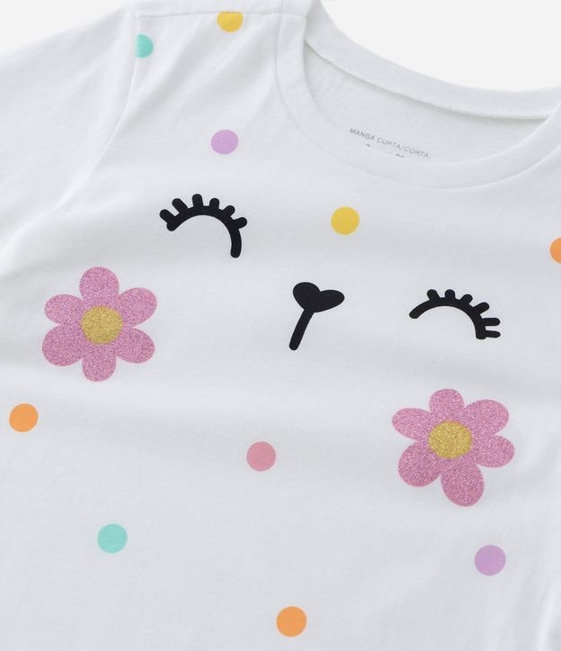 Blusa Infantil en Algodón con Estampado Carita y Flores - Talle 1 a 5 años 5