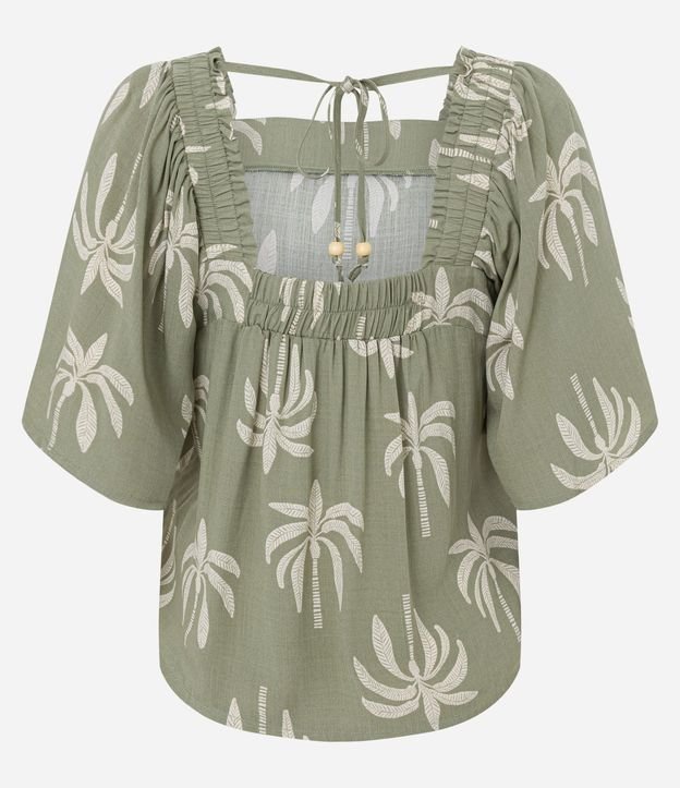 Blusa en Viscosa con Manga Godê y Cocoteros Estampados 16