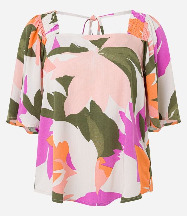 Blusa en Viscosa con Manga Godê y Follajes Estampadas 11