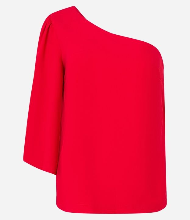 Blusa Hombro Único en Crepé con Manga Abullonada