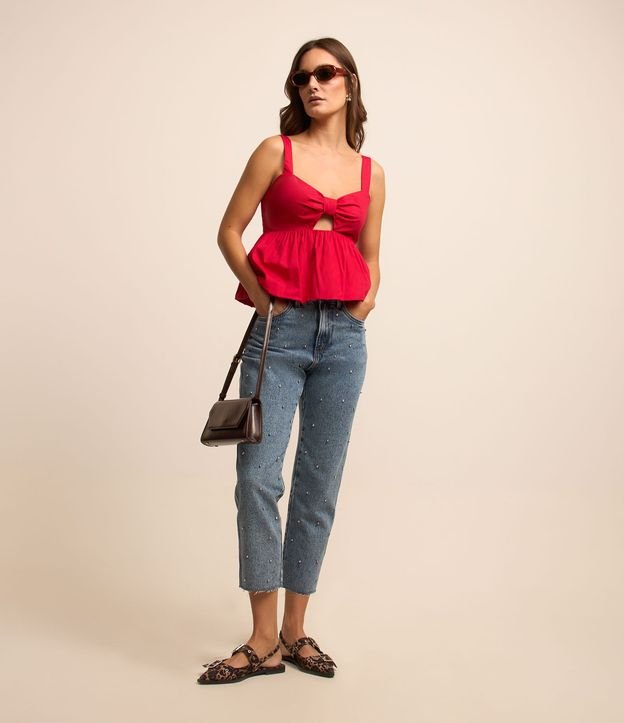 Blusa sin Manga en Tricolina con Recorte Cutout y Cierre 2