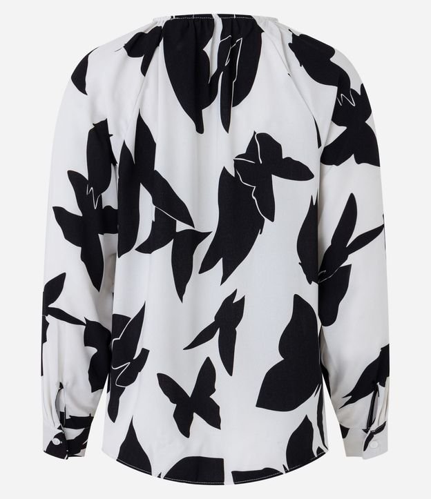 Blusa en Crepé con Estampado Abstracta y Cuello Fruncido 6