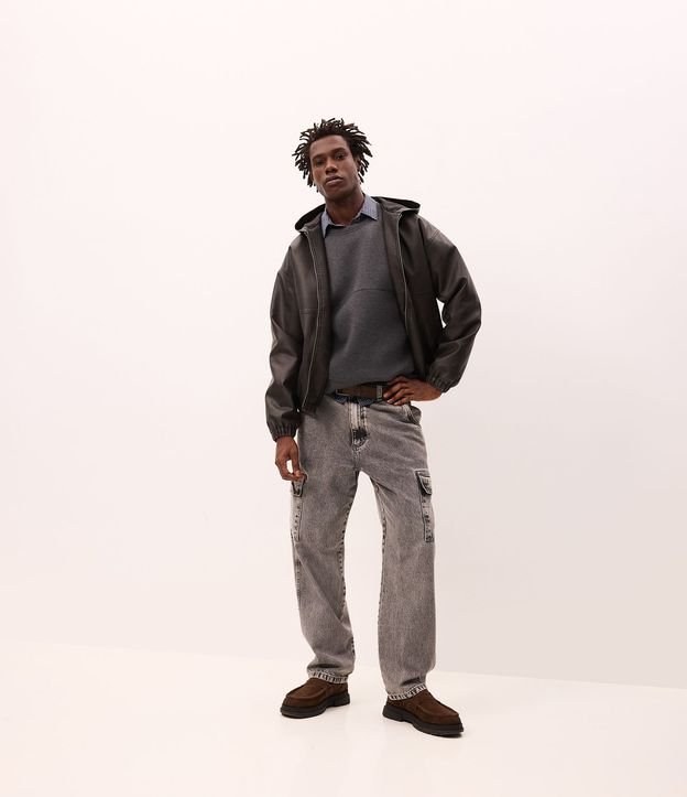 Pantalón Baggy de Jean con Bolsillos Cargo