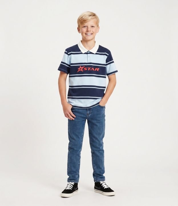Pantalón Comfort Infantil en Jeans Jaspeado - Talle 5 a 14 años