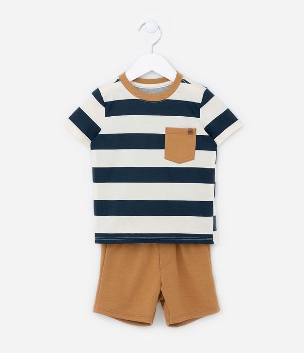 Conjunto Infantil Corto con Rayas y Pequeño Bolsillo - Talle 1 a 5 años 2